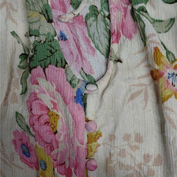 Auguste Womens 4 Floral Blouse Cream Pink Boho Chic Romantic Cottagecore Top - Picture 11 of 11